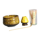 Maxbell 4Pcs Japanese Matcha Set Matcha Traditional Japanese Tea Ceremony Yellow