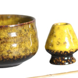 Maxbell 4Pcs Japanese Matcha Set Matcha Traditional Japanese Tea Ceremony Yellow