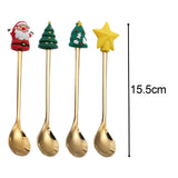 Maxbell 4 Pieces Christmas Coffee Spoon Stainless Steel for Wedding