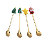 Maxbell 4 Pieces Christmas Coffee Spoon Stainless Steel for Wedding