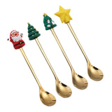 Maxbell 4 Pieces Christmas Coffee Spoon Stainless Steel for Wedding