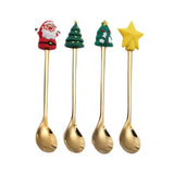 Maxbell 4 Pieces Christmas Coffee Spoon Stainless Steel for Wedding