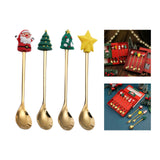 Maxbell 4 Pieces Christmas Coffee Spoon Stainless Steel for Wedding