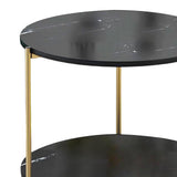 Maxbell Light Luxury Marbling Side Table Small Table for Cafe Living Room Bedroom Black round