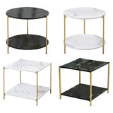 Maxbell Light Luxury Marbling Side Table Small Table for Cafe Living Room Bedroom Black round
