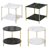 Maxbell Light Luxury Marbling Side Table Small Table for Cafe Living Room Bedroom Black round