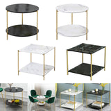 Maxbell Light Luxury Marbling Side Table Small Table for Cafe Living Room Bedroom Black round