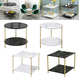 Maxbell Light Luxury Marbling Side Table Small Table for Cafe Living Room Bedroom Black round