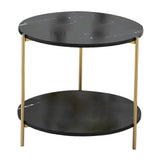 Maxbell Light Luxury Marbling Side Table Small Table for Cafe Living Room Bedroom Black round