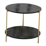 Maxbell Light Luxury Marbling Side Table Small Table for Cafe Living Room Bedroom Black round