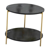 Maxbell Light Luxury Marbling Side Table Small Table for Cafe Living Room Bedroom Black round