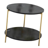 Maxbell Light Luxury Marbling Side Table Small Table for Cafe Living Room Bedroom Black round