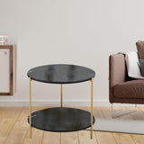 Maxbell Light Luxury Marbling Side Table Small Table for Cafe Living Room Bedroom Black round