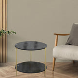 Maxbell Light Luxury Marbling Side Table Small Table for Cafe Living Room Bedroom Black round