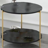 Maxbell Light Luxury Marbling Side Table Small Table for Cafe Living Room Bedroom Black round