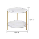 Maxbell Light Luxury Marbling Side Table Small Table for Cafe Living Room Bedroom White round