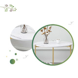 Maxbell Light Luxury Marbling Side Table Small Table for Cafe Living Room Bedroom White round