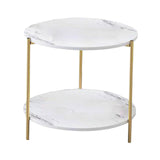 Maxbell Light Luxury Marbling Side Table Small Table for Cafe Living Room Bedroom White round