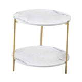 Maxbell Light Luxury Marbling Side Table Small Table for Cafe Living Room Bedroom White round