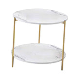 Maxbell Light Luxury Marbling Side Table Small Table for Cafe Living Room Bedroom White round