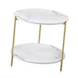Maxbell Light Luxury Marbling Side Table Small Table for Cafe Living Room Bedroom White round