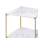 Maxbell Light Luxury Marbling Side Table Small Table for Cafe Living Room Bedroom White square