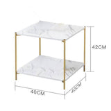 Maxbell Light Luxury Marbling Side Table Small Table for Cafe Living Room Bedroom White square