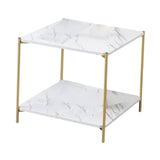 Maxbell Light Luxury Marbling Side Table Small Table for Cafe Living Room Bedroom White square