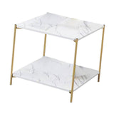 Maxbell Light Luxury Marbling Side Table Small Table for Cafe Living Room Bedroom White square