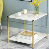 Maxbell Light Luxury Marbling Side Table Small Table for Cafe Living Room Bedroom White square