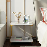 Maxbell Light Luxury Marbling Side Table Small Table for Cafe Living Room Bedroom White square