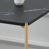 Maxbell Light Luxury Marbling Side Table Small Table for Cafe Living Room Bedroom Black square
