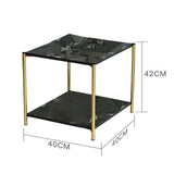 Maxbell Light Luxury Marbling Side Table Small Table for Cafe Living Room Bedroom Black square