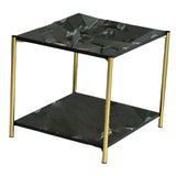 Maxbell Light Luxury Marbling Side Table Small Table for Cafe Living Room Bedroom Black square
