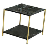 Maxbell Light Luxury Marbling Side Table Small Table for Cafe Living Room Bedroom Black square