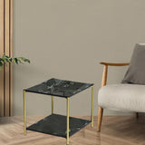 Maxbell Light Luxury Marbling Side Table Small Table for Cafe Living Room Bedroom Black square