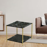 Maxbell Light Luxury Marbling Side Table Small Table for Cafe Living Room Bedroom Black square