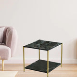 Maxbell Light Luxury Marbling Side Table Small Table for Cafe Living Room Bedroom Black square