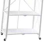 Maxbell Foldable Bookshelf Corner Shelf Organization Cart Free Standing for Bathroom Four Tier White