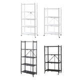 Maxbell Foldable Bookshelf Corner Shelf Organization Cart Free Standing for Bathroom Four Tier White