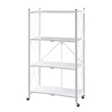 Maxbell Foldable Bookshelf Corner Shelf Organization Cart Free Standing for Bathroom Four Tier White