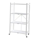 Maxbell Foldable Bookshelf Corner Shelf Organization Cart Free Standing for Bathroom Four Tier White