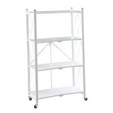 Maxbell Foldable Bookshelf Corner Shelf Organization Cart Free Standing for Bathroom Four Tier White