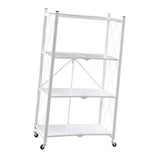 Maxbell Foldable Bookshelf Corner Shelf Organization Cart Free Standing for Bathroom Four Tier White