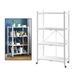 Maxbell Foldable Bookshelf Corner Shelf Organization Cart Free Standing for Bathroom Four Tier White