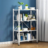 Maxbell Foldable Bookshelf Corner Shelf Organization Cart Free Standing for Bathroom Four Tier White