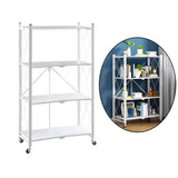 Maxbell Foldable Bookshelf Corner Shelf Organization Cart Free Standing for Bathroom Four Tier White