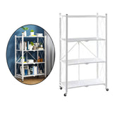 Maxbell Foldable Bookshelf Corner Shelf Organization Cart Free Standing for Bathroom Four Tier White