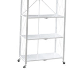 Maxbell Foldable Bookshelf Corner Shelf Organization Cart Free Standing for Bathroom Five Tier White