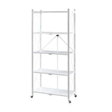 Maxbell Foldable Bookshelf Corner Shelf Organization Cart Free Standing for Bathroom Five Tier White